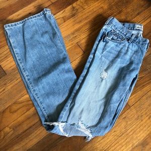 Hollister Medium Wash Distressed Flare Jeans
